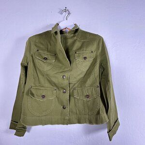 Tulle Womens Olive Green Military Style Jacket XL Cotton Pockets Lightweight